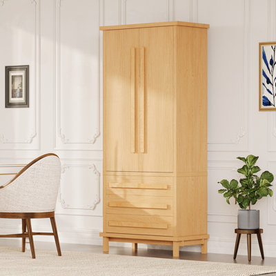 70" Kitchen Pantry Cabinet with Solid Wood Details and 6 Door Shelves