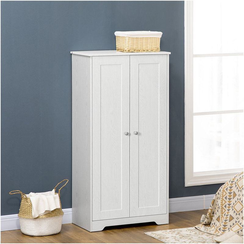 Armoire de rangement HOMcom, garde-manger autoportant avec 2 portes, tablettes réglables pour la salle à manger, blanc