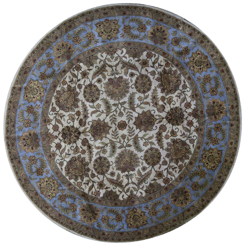 Wool Oriental Area Rug in Gray/Light Blue/Brown
