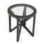 Table basse moderne en verre simple, table basse en verre trempé, base en bois massif, plateau en verre transparent, salon moderne, terrasse, table basse-129682166-129682165