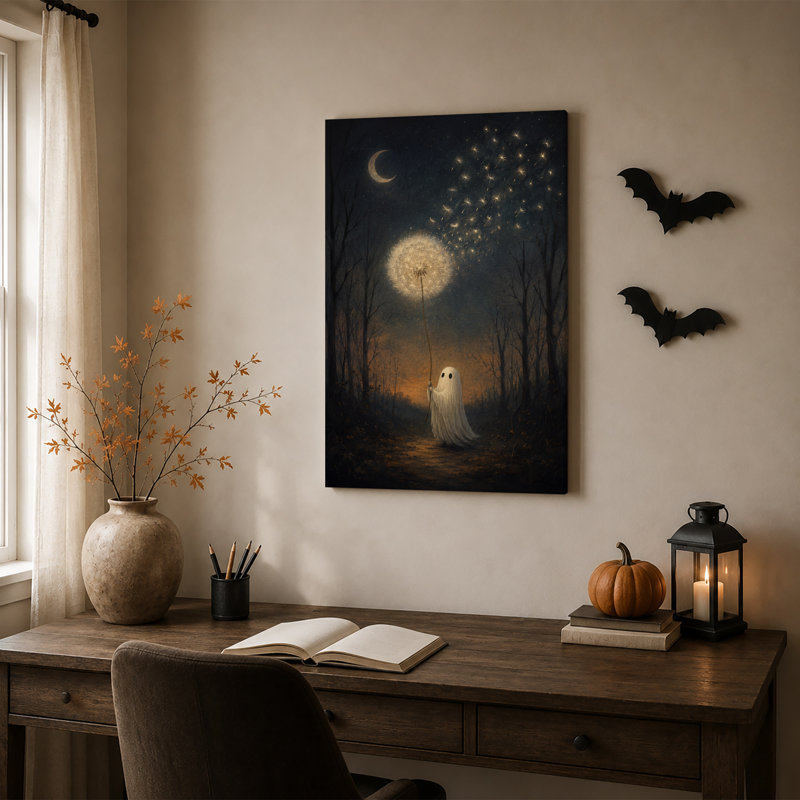 Art mural sur toile, "Pissenlit blanc", H 18 po x l 12 po