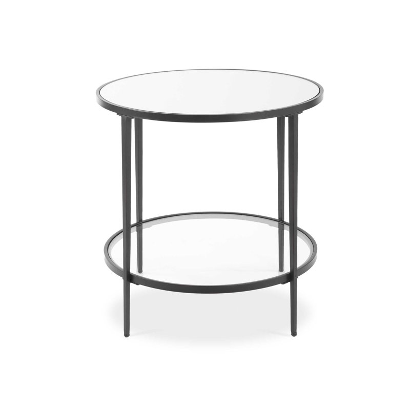 Table de bout latérale avec plateau en miroir Lize, tablette ouverte, noir Lifier