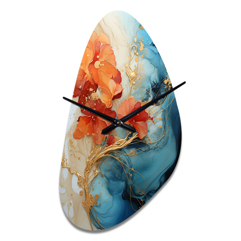 Horloge murale orange en forme de fractale abstraite - Fractales, Moyenne