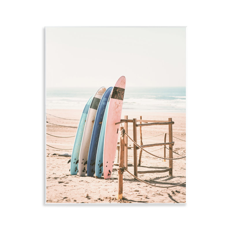Plaque murale de plage rétro avec planches de surf, design par Sissi et Seb