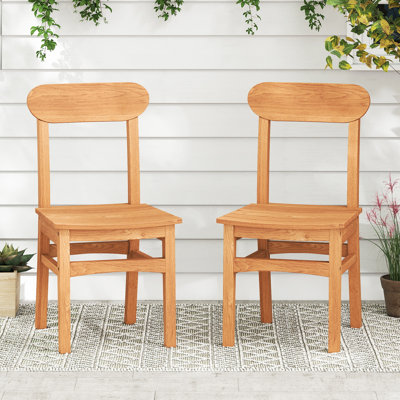 2 chaises de patio en bois de teck avec accoudoirs et siège à lattes