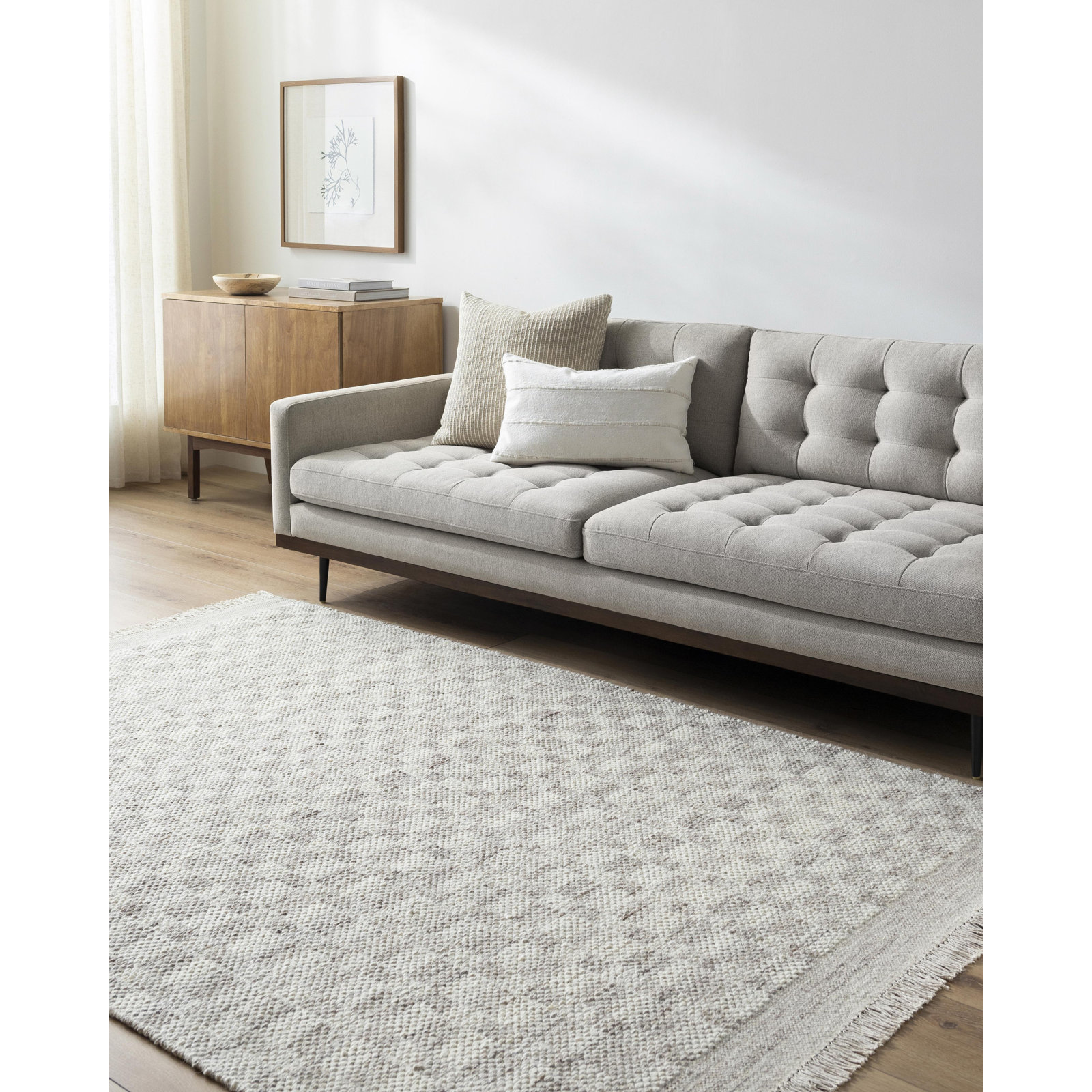 Lavande Hand-Woven Checkered Gray Rug, Rectangle 8'10" x 12'