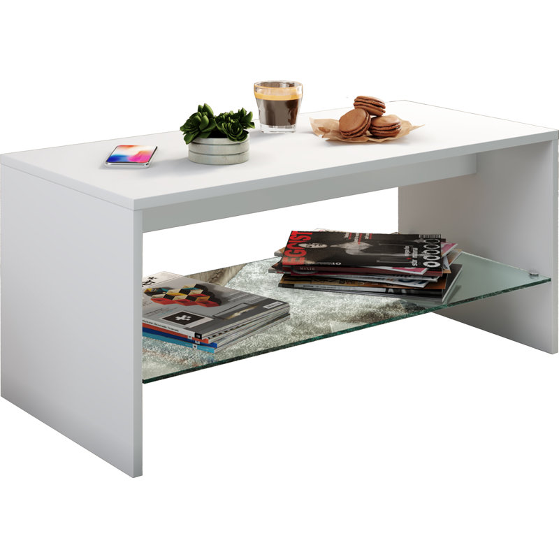 Cloree Coffee Table with Storage, White