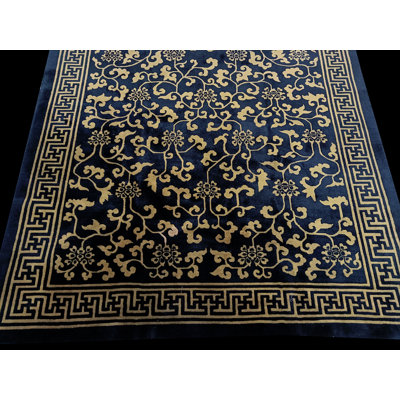 Chinese Hallway Runner Antique Wool 1920s Rectangle - Peking Knotted Blue Rug