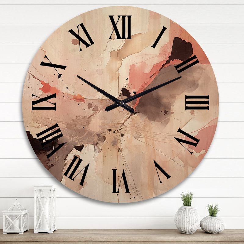 Horloge murale en bois massif Alyjah, Très grand
