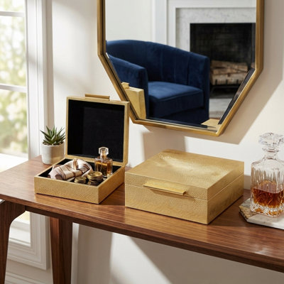 Rebeka 2 Piece Faux Leather Decorative Box Set