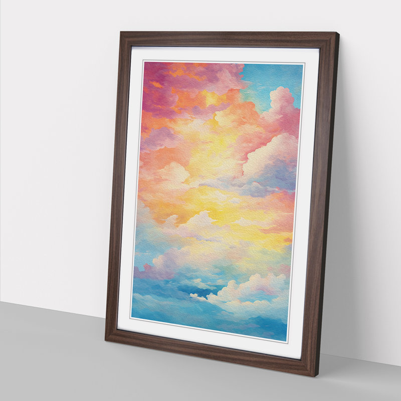 Single Picture Frame Print on Wood, Walnut Framed, 34cm H x 25cm W
