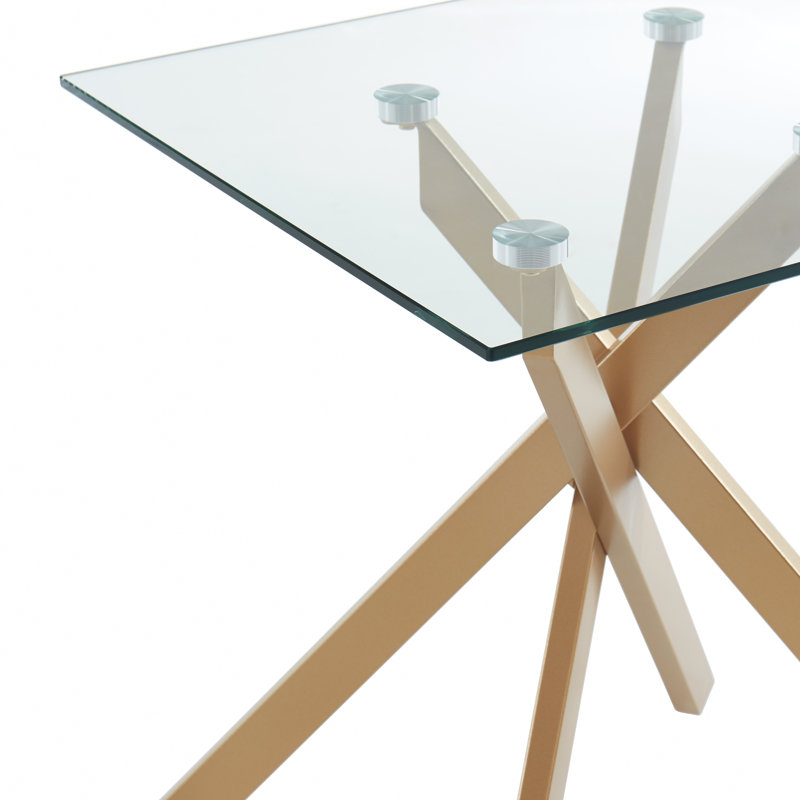 Ensemble de table basse et de table de bout 2 pièces avec plateau en verre, Or