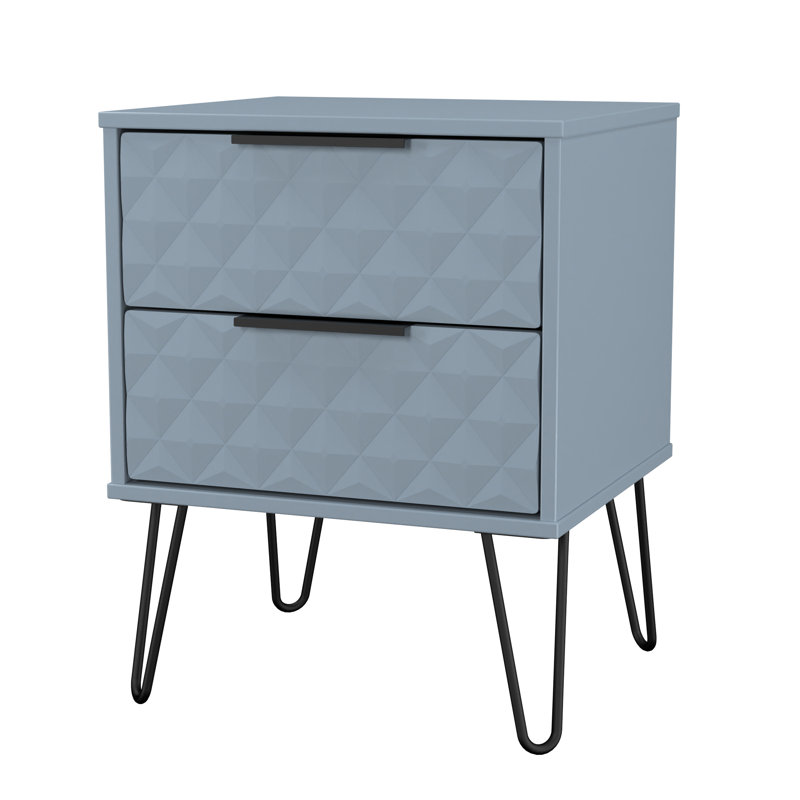 Harlequin 45cm W Manufactured Wood Bedside Table, Blue