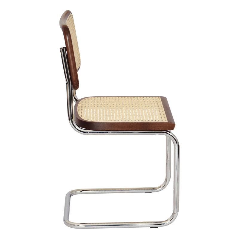 Walnut and Natural Cane Chrome Side Chair