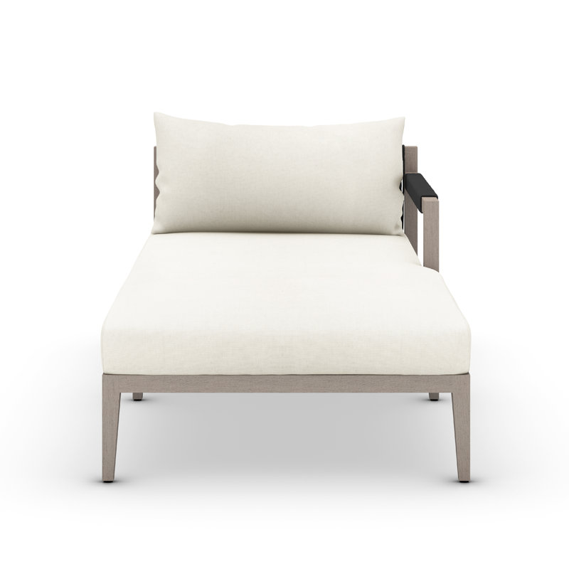 Sherwood Outdoor Chaise Lounge, Weathered Gray/Dark Gray, Polyester Blend Ivory