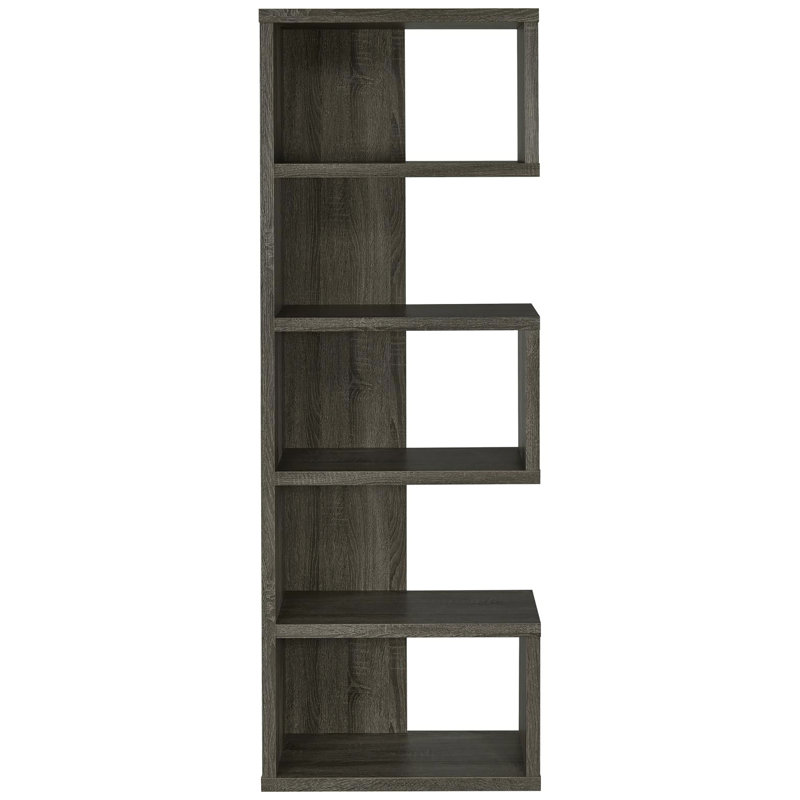 Bibliothèque de bureau usée gris patiné - 5 tablettes