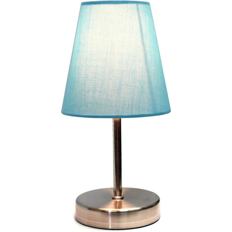 Lampe de table WHT Mini Basic Nickel sable avec abat-jour en tissu, blanc, Bleu