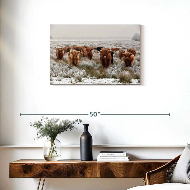 Winter Highland Cows, H 20 po x l 30 po