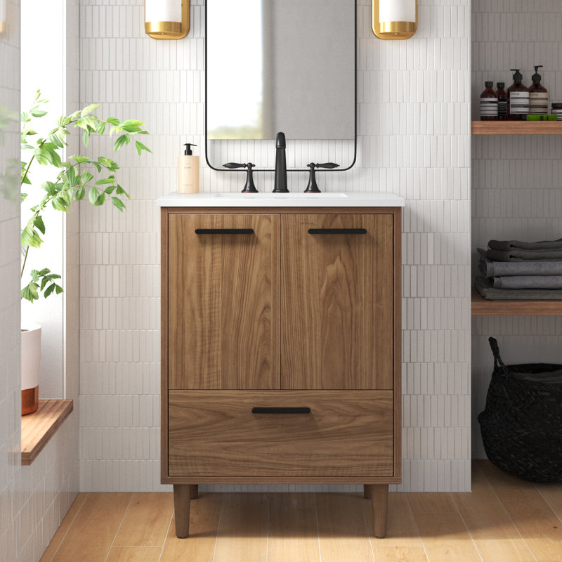 Ensemble de meuble-lavabo simple 24 po Baldwin, Noyer brun