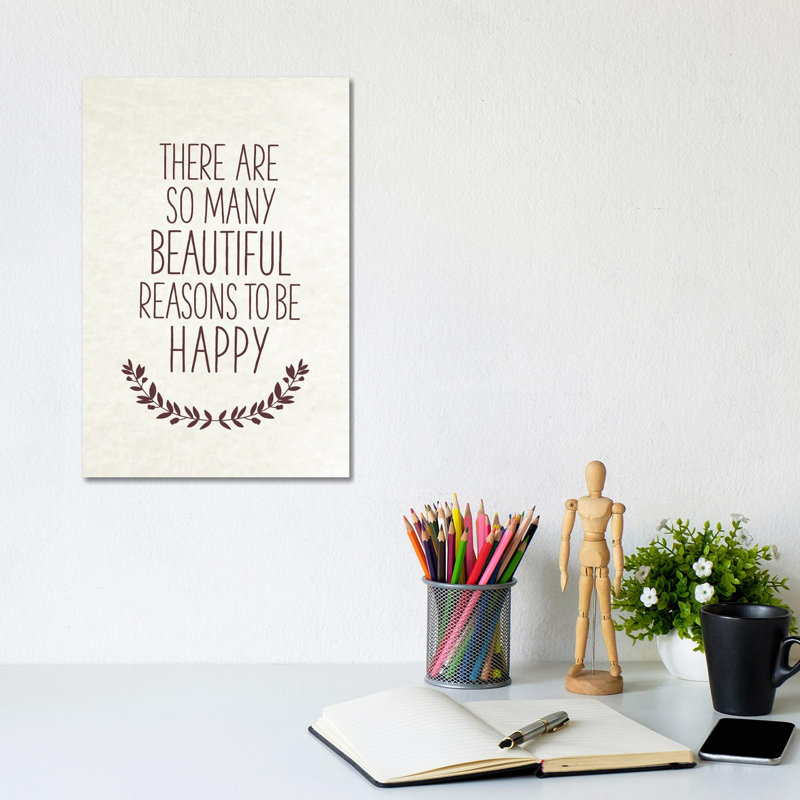 Happiness Quote by Amelie Vintage Co - No Frame Gallery-Wrapped Canvas Giclée on Canvas, 30.48cm H x 20.32cm W