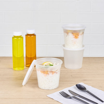 Restaurantware-Asporto 24 Ounce To Go Boxes, 25 Microwavable Round Soup Containers - Clear Plastic Lids Included, Do Not Contain BPA, Clear Plastic Catering Food Containers, Disposable