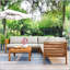 Ensemble de canapé d'extérieur à structure en bois avec coussins beiges Design exotique avec accessoires en métal robuste-1698164540