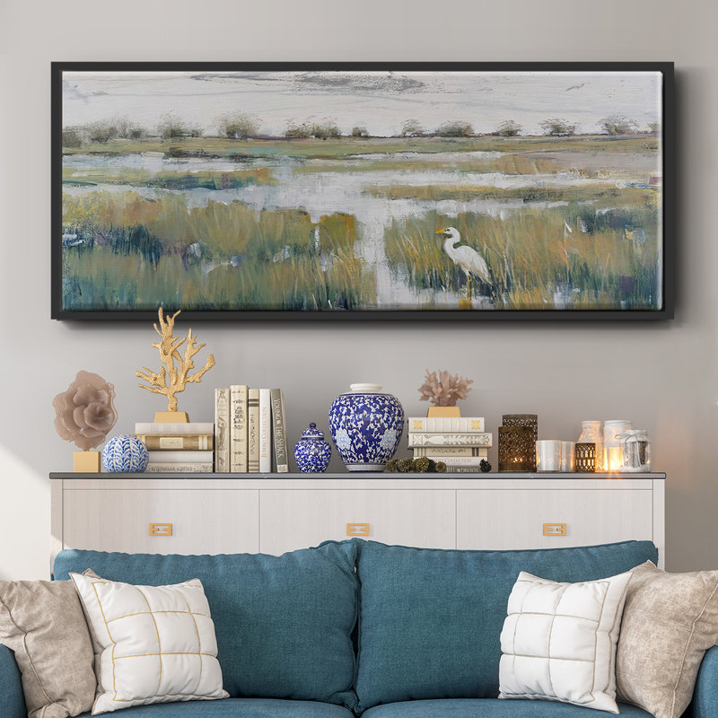 Marshland View VI - Framed Canvas, 20" H x 50" W