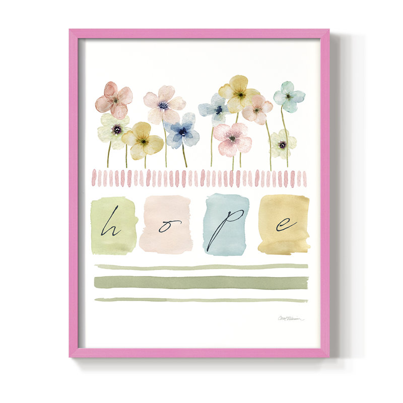 Hope Framed Print - Solid Wood, 11" H x 9" W, Pink