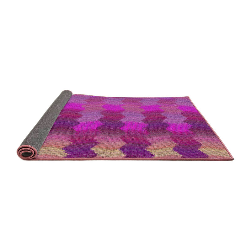 Chevron rose Tapis décoratif, Rond 4 pi