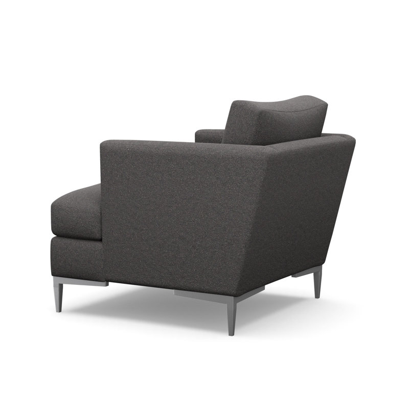 Aiden Accent Chair, Polished Stainless, Rise Charcoal (Performance fabric) 1357-95