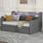Twin Size Daybed With Storage Drawers, Upholstered Daybed With Charging Station And LED Lights-1155417461