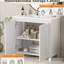 Meuble-lavabo de 36 po avec lavabo en céramique, grand espace de comptoir, style rétro et espace de rangement blanc spacieux, attrayant, facile d'entretien-121114302-121114303