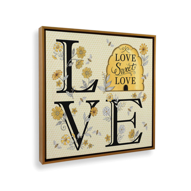 «Love Sweet Love» par Deb Strain, reproduction d'art, L 20 po x H 20 po, Doré, Toile avec cadre