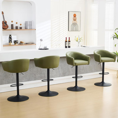 Tabourets de bar pivotants, rembourrés et réglables avec dossier et large base (lot de 2)