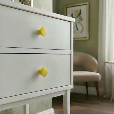 Bouton d'armoire rond en aluminium de style moderne Mid-Century ROUS, tournesol (jaune), 1 unité