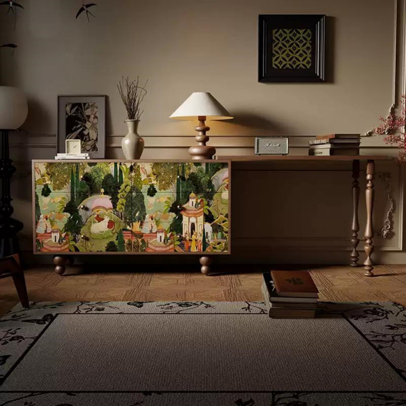 Commode en bois massif de style rétro, Noyer