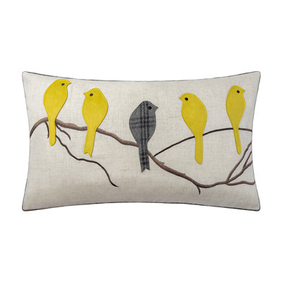  Appliqued Linen Reversible Pillow Cover