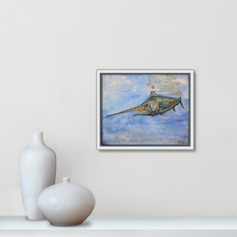 Impression Marlin par Mike Ragan pour , H 9,5 po x l 11,5 po, Blanc