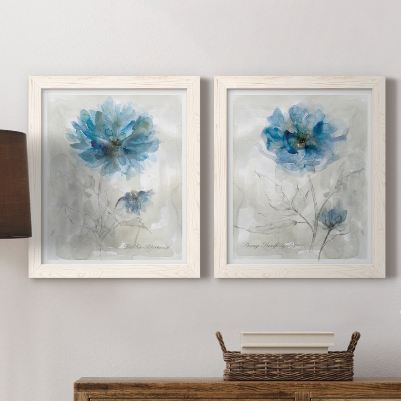 Dahlia - ensemble de 2 reproductions d'art, Pas de tapis, H 24 po x l 36 po x P 1,5 po, Toile blanche encadrée