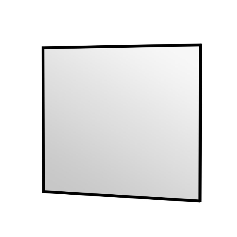 Miroir d'appoint Lesamuel, 36 po x 36 po, Noir mat, Carrée