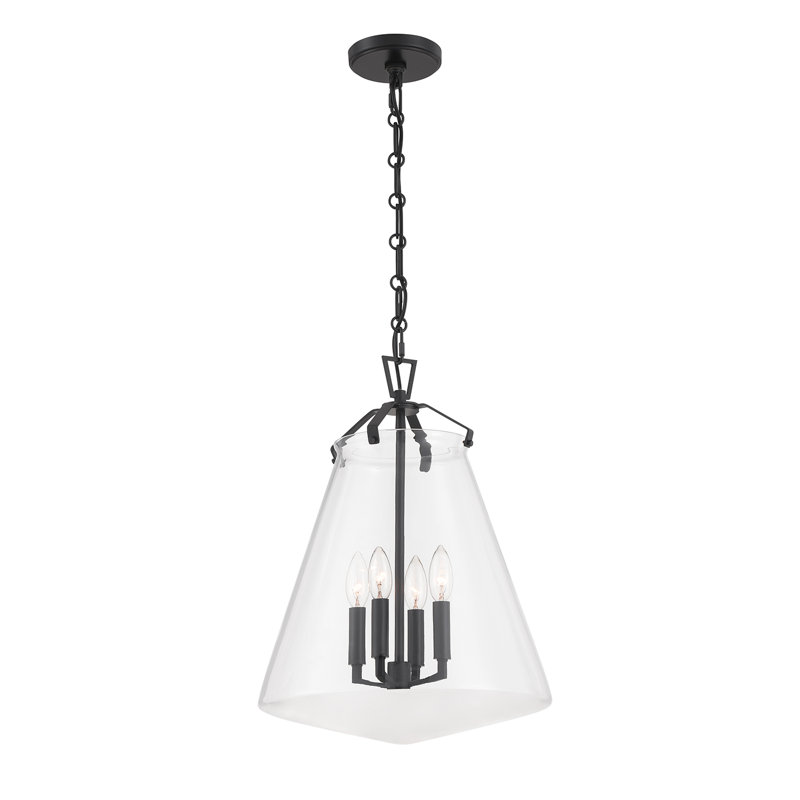 Luminaire suspendu 4 lumières Alanya, Noir, noir, noir, noir