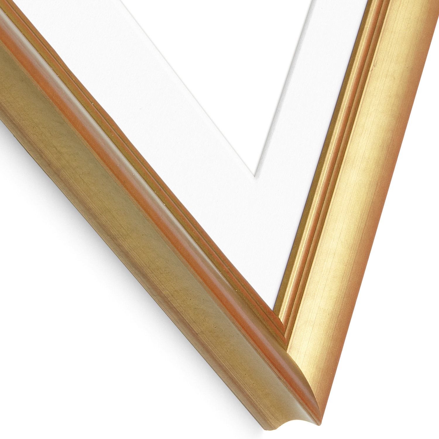 Wood Picture Frame with Mat, Gold, 5" x 5"