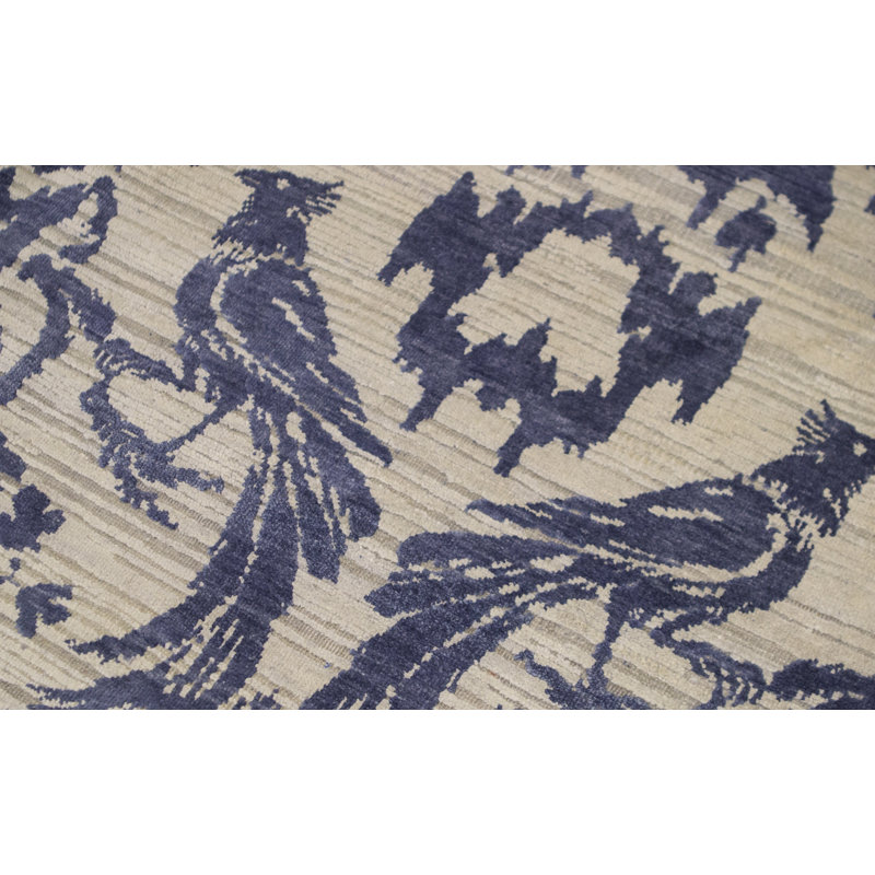 Canterbury Hand-Knotted High-Quality Ivory and Blue Area Rug