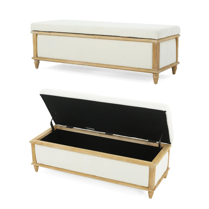 Banc de chambre rustique avec couvercle relevable, Blanc