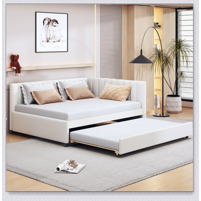 Full Upholstered Daybed With Trundle Sofa Bed Frame by Latitude Run