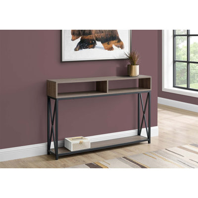 Table d'appoint, console, vestibule, étroit, canapé, stratifié brun, métal noir, contemporain, moderne