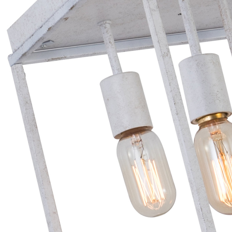 Lustre rectangulaire à 5 lumières avec accents en fer forgé Tamia