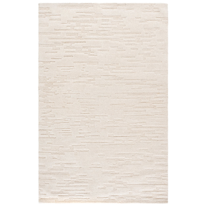 Marqueeta Hand Tufted Wool/Pet/Cotton Abstract Rug in Ivory, Rectangle 5" x 8"