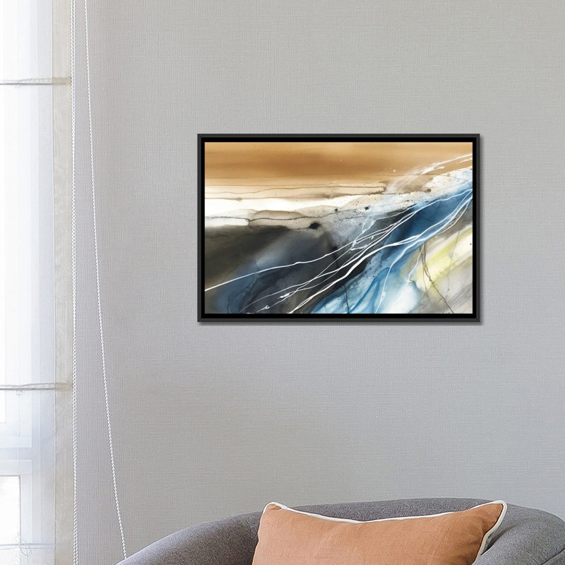 Paysage abstrait - reproduction d'art mural, H 18 po x l 26 po, Noir, Impression encadrée sans passe-partout