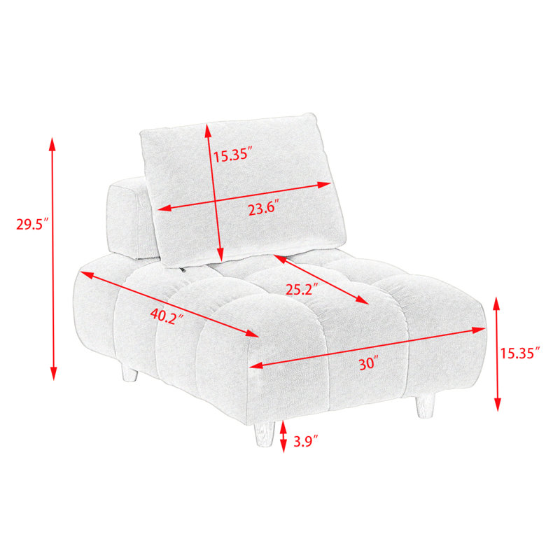 30 Inches Long, Teddy Sofa Fabric, With Spacious And Comfortable Seat, For Apartment Office Living Room -Beige